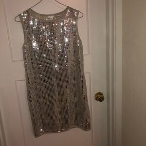 Jumping Jacks Silver Sequin Cocktail Mini Dress. Size medium get your bling on.